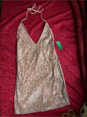 Motel Rocks Champagne Sequin Mini Dress